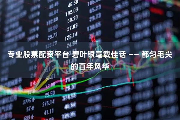专业股票配资平台 碧叶银毫载佳话 —— 都匀毛尖的百年风华