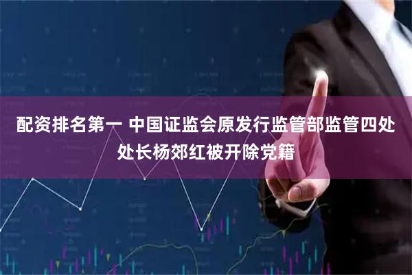 配资排名第一 中国证监会原发行监管部监管四处处长杨郊红被开除党籍